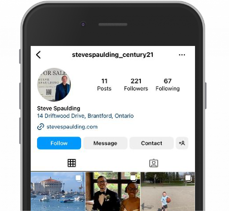 Iphone with image of steves instagram